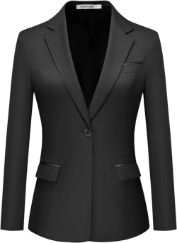 Kelyaa Women's Casual Business Blazer Notched Lapel One Button Open Front Long Sleeve Blazers Office Work Suit Jackets at Amazon Women’s Clothing store
