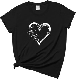 Women T-Shirt Casual Cute Tops Graphic Tee Crew Neck Short Sleeve Sunflower Heart Print Loose Summer Tops Tshirts 02black Small