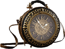 Pu Leather Handbags Fashion Real Clock Shoulder Bag Casual Women Evening Crossbody Bags,Retro Vintage Steampunk Female Messenger Bags for Women Girls (A)