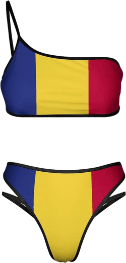 Fattyeery Women's 2 Piece Sets Swimsuit Romanian Flag Swimwear Bikini Bathing Suit Swimsuits Set 2XL XX-Large Style-3-3