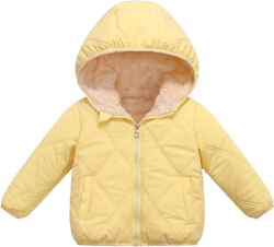 Happy Cherry Boys Girls Puff Jacket Hoodie Coat Windproof Winter Outerwear Lightweight Down Jacket 6-7 Years Yellow