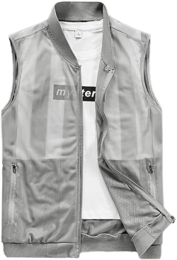 Men's Summer Vest Casual Lightweight Breathable Mesh Cycling Travel Zip Vest XX-Large Grey