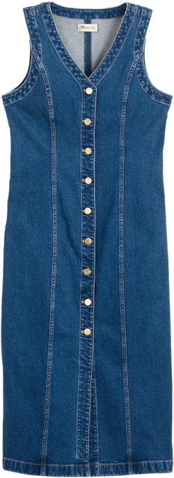 Denim V-Neck Midi Dress
