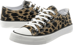 Canvas Shoes Sneakers for Women Fashion Low Top Lace Up Canvas Sneakers Classic Casual Walking Running Comfortable Non Slip Board Shoes（bwhei-285） Leopard Black