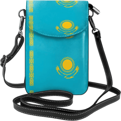 Kazakhstan Flag Mini Crossbody Cell Phone Bag Women Small Crossbody Purse Shoulder Strap Wallet