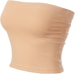 MixMatchy Women's Basic Tube Tops Built in Shelf Bra Strapless Crop Tops Bandeau Sexy Summer Outfits Nude X-Large