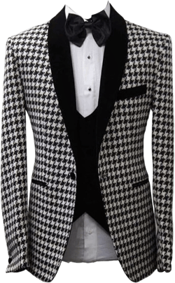 Mens Houndstooth Dogstooth Shawl Lapel Slim Fit Prom Wedding Tuxedo Blazer Jacket Coat X-Large Jacket Only