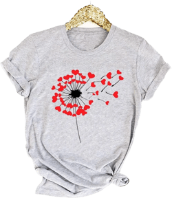 Womens Valentines T-Shirt Print Graphic Tees Cute Love Heart Shirts Casual Short Sleeve