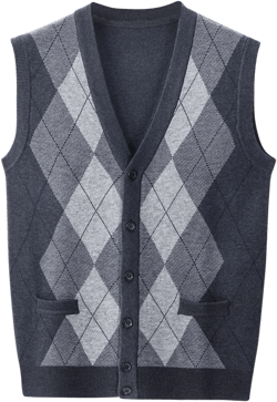 Men's Sweater Vest Casual V Neck Button Up Cable Knit Sleeveless Cardigan Plaid Knitted Sweaters Vests with Buttons Dark Gray X-Large