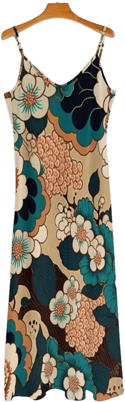 Geleglaer Women's Summer Printed Sleeveless Dress Spaghetti Strap Ukiyo Japan Wave Fash Floral Casual Sundress XX-Large Style-3