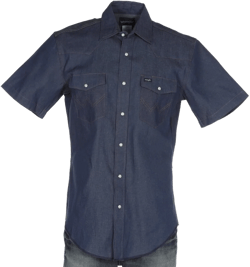 Wrangler Mens Denim Short Sleeve Snap Shirt L