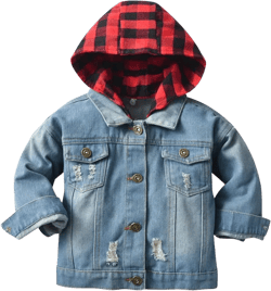 ODIZLI Baby Boys Girls Denim/Tie-Dyed Jacket Kids Toddler Button Down Jeans Jacket Top/Hooded Jacket 18-24 Months Red Plaid Blue