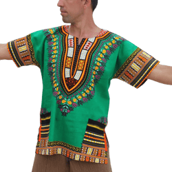 RaanPahMuang African Dashiki Poncho Shirt Casual Festival Green Mexico sz 7XL