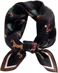 Tim & Tina Square 100% Mulberry Silk Hair Scarf Head Sleeping Wrap Satin Head Scarf for Women S14 Horse (Black)