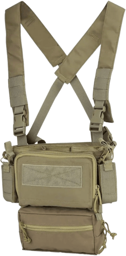 Hunting Tactical Vest Magazine Pouch Modular Chest Rig Set Drop Pouch 3PCS Mag Insert Set Tan