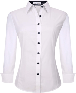 Alex Vando Womens Dress Shirts Wrinkle Free Regular Fit Long Sleeve Stretch Work Shirt White X-Small
