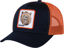 Football Fan Patch Trucker Hat - Netted Snapback Baseball Cap with Team Design for Men & Women Chicago One Size Black/Orange - Bear
