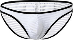 Evankin Men's Sexy Bikini Striped Briefs Underwear With Bulge Pouch Briefs Male Mesh See Through Breathable Underwear at Amazon Men’s Clothing store