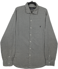 Polo Ralph Lauren Black & White Checkered Slim Fit Dress Shirt Size XL