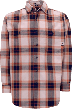 VATRENUS FR Shirts for Men 6.5oz Button Down Flame Resistant 100% Cotton Men's Pre-Washed Fire Retardant Work Shirt Large Plaid Yellow Navy