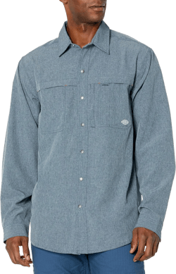 Dickies Men's Cooling Long Sleeve Work Shirt X-Large Airforce Blue Single Dye