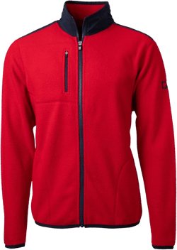 Cutter & Buck Cascade Eco Mens Sherpa Fleece Jacket Large Red/Navy Blue