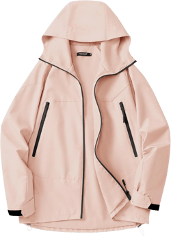 Avoogue Rain Jacket for Women Loose Fit Waterproof Lightweight Lined Rain Coat Hiking Windbreaker Jacket with Hood Small Light Pink