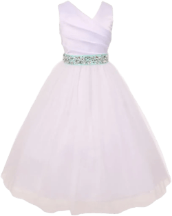 Girls Dress Custom Rhinestone Belt Communion Wedding Flowers Girls Dresses 2-14 8 White Mint