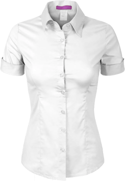 Design by Olivia Women's Short Sleeve Button Down Shirt Stretch Cotton Work Blouse Office Dress Shirt Medium White