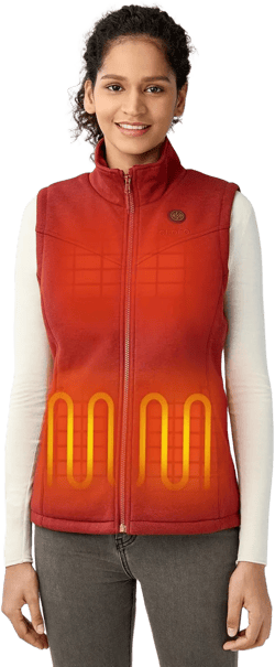 ORORO [Upgraded] Women's Heated Fleece Vest with Heated Collar and Battery, Lightweight Heating Vest Fleece