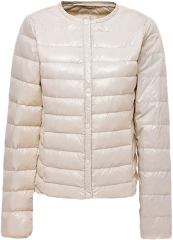 Women's Down Jacket Portable Thin Down Jacket Collarless Down Jacket Down Jacket Lightweight Jacket 3X-Large Beige