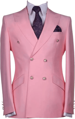 Ulnomio Men's Double Breasted Buttons Suit Jacket Peak Lapel Tuxedos Blazer for Business Formal 48 Pink