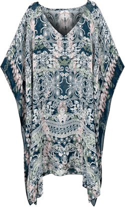 Moss Rose Women's Swimsuit Cover up Beach Kaftan for Bathing Suit with Floral Pattern E Black Green Tropical