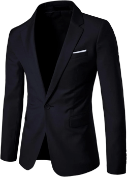 Men's Slim Classic Suit Jacket One Button Casual Sports Jackets Coat Lightweight Comfy Business Daily Blazer 5X-Large Black