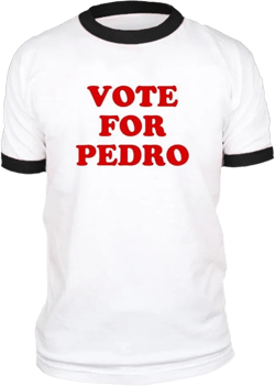 Vote for Pedro T-Shirt, Funny T-Shirt, Napoleon Dynamite Shirt, Vintage Movie Tee, Retro Film Apparel, Humorous Gift for Fans Large Black Rings