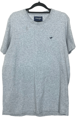 Wrangler Solid Light Grey Logo Graphic Short Sleeve Tee Shirt Top S C103 L74