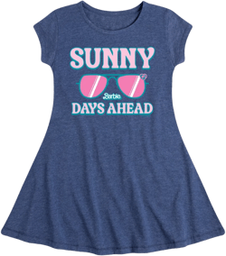 Barbie Sunny Days Ahead Fit & Flair Cap Sleeve Dress - Heather Navy - 2T