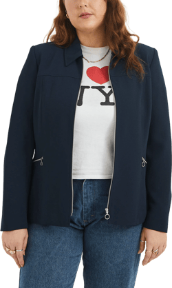 Navy silver zip up jacket Roman 00s/90s