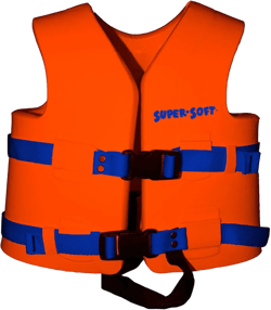 TRC Recreation Super Soft Child Size Small Life Jacket USCG Approved Vinyl Coated Foam Swim Vest for Kids Swimming Pool and Beach Gear, Sunset Orange