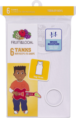 Fruit of the Loom Toddler Boy White Tank Top Undershirts, 6 Pack, Sizes 2T-5T