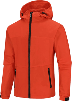 Men's Jacket Hooded Lightweight Full-Zip Jacket, Wind Resistant, Water Resistant Rain Jacket for Hiking Cycling 5X-Large Red