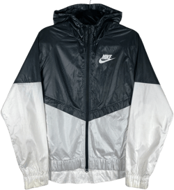 Nike Womens Black & White Hooded Nylon Track Top Spray Jacket Size L