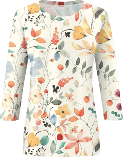 COTECRAM Womens Casual 3/4 Lenght Sleeve Tops Trendy Loose Shirts Crewneck Printed Cute Blouse Graphic Tees Tunics at Amazon Women’s Clothing store