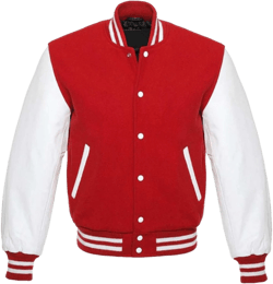 Varsity Jacket Mens Real Leather Sleeves Wool Blend Bomber Style Baseball College Coat Streetwear Small Red/White