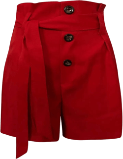 KUFV Women's High Waist Hot Shorts Wide Leg Summer Pants with Belt Knot Large Red
