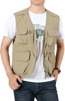 Arssm Men's Fishing Vest Outdoor Cargo Safari Hiking Travel Casual Lightweight Utility Vest With Pockets