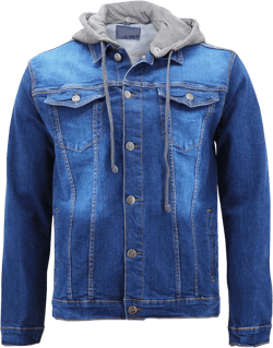 Men’s Classic Button Up Removable Hood Slim Fit Stretch Denim Jean Jacket XX-Large Stone Wash Blue