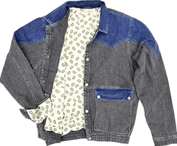 INVO SELL UP Back To Martyy Future Grey Denim Jacket For Mens Retro Vintage Jean Jacket at Amazon Men’s Clothing store