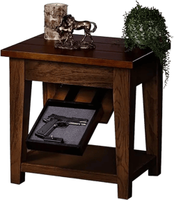 Tactical Traps End Table Gun Storage with Trap Door | Compact Firearm Storage with RFID Lock | Easy Installation | Hidden Gun Compartment | 30" X 24" X 24" Dark Walnut Dark Walnut One Tone
