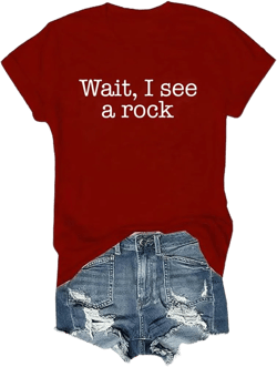 Wait I See A Rock T-Shirt Wait I See A Rock Shirt Wait I See A Rock Tshirt Funny Tshirt XX-Large Claret